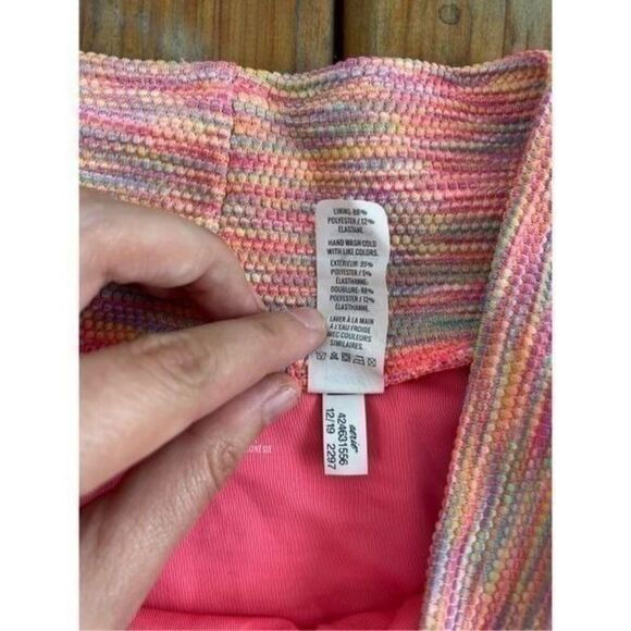Aerie Pink Space Dye Space Dye Bandeau Top + Hi Cut Cheeky Bottom Bikini Size S - Picture 5 of 12